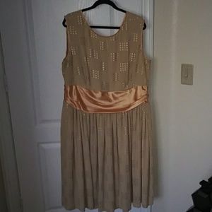 Gold ModCloth dress with gold sash size 3X